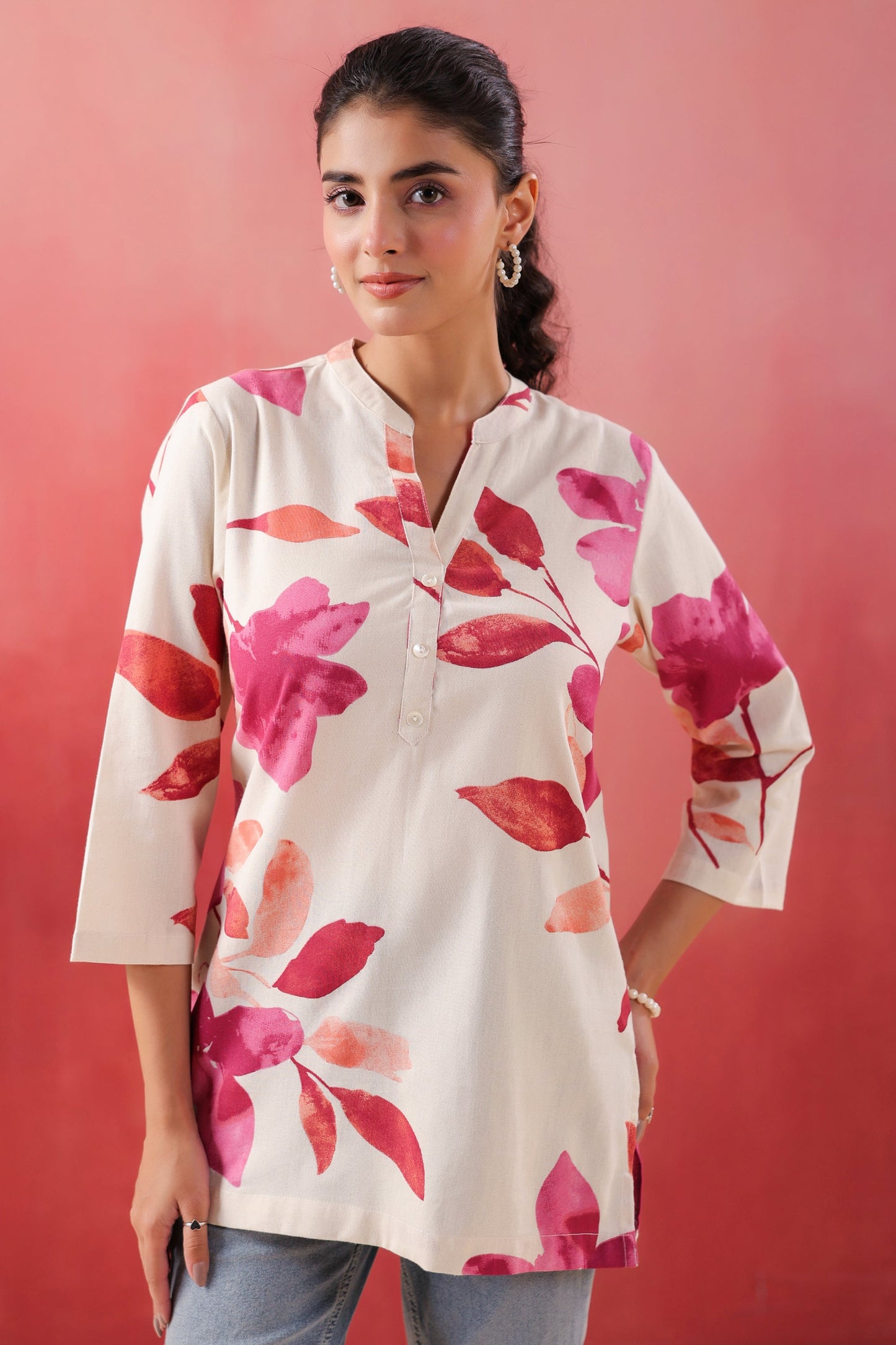 Blush Bloom Pink Printed Cotton Flex Top