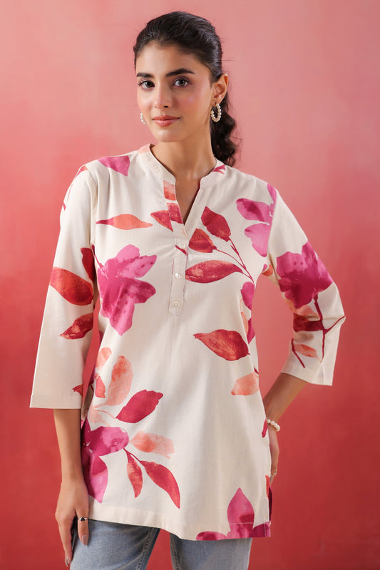 Blush Bloom Pink Printed Cotton Flex Top