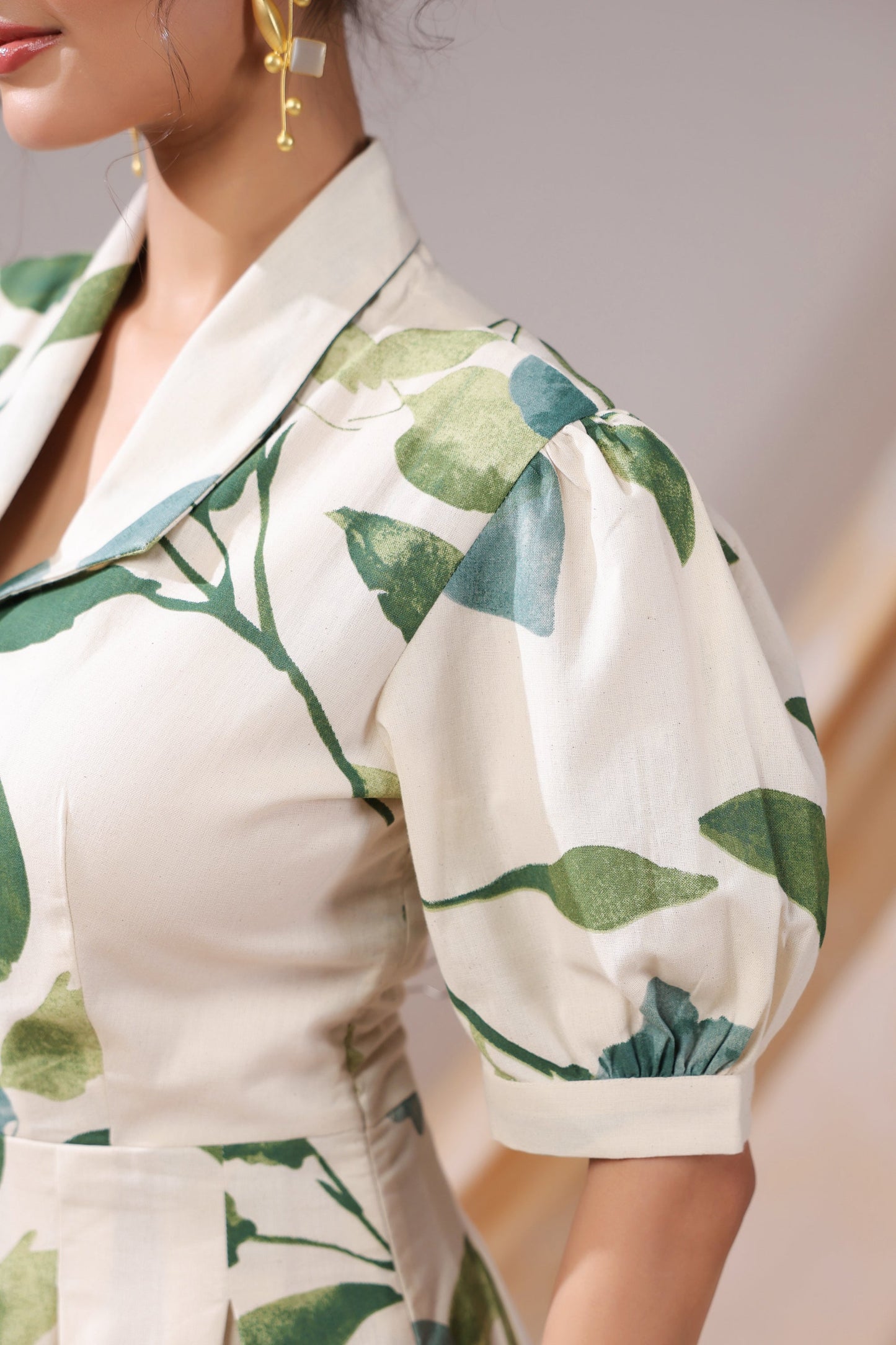 Verdant Leaf Cotton Flex Dress