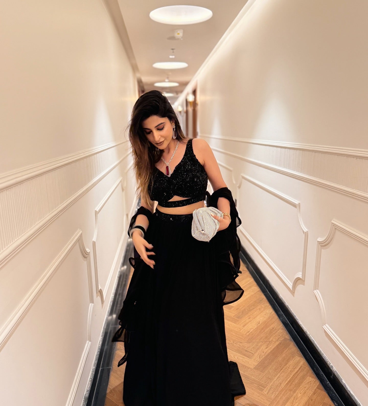 Stunning Black Georgette Party Wear Lehenga Whit Sequence Work Blouse Lehenga Choli